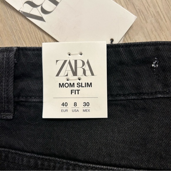 Zara NWT HIGH WAIST, SLIM MOM LEG - ANKLE LENGTH - STRETCH Black Jeans - Picture 9 of 14